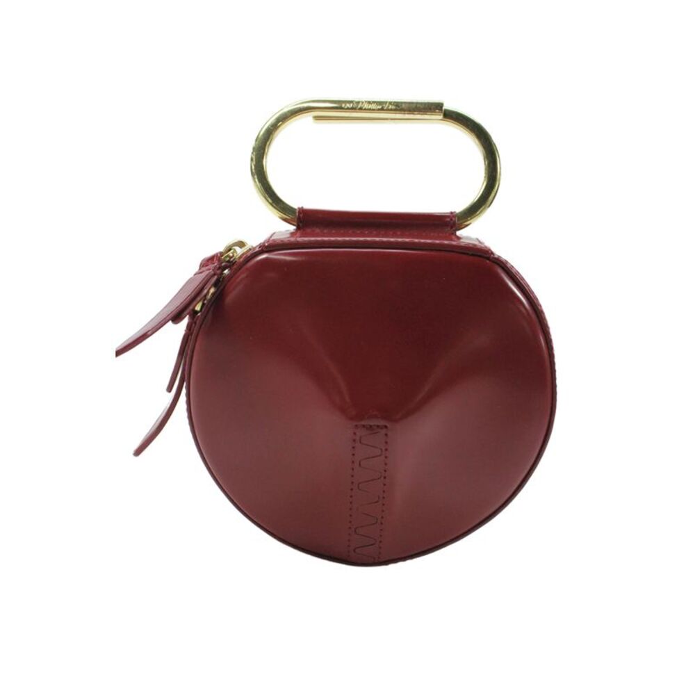 3.1 Phillip Lim Womens Alix Circle Leather Zippered Clutch Handbag Red